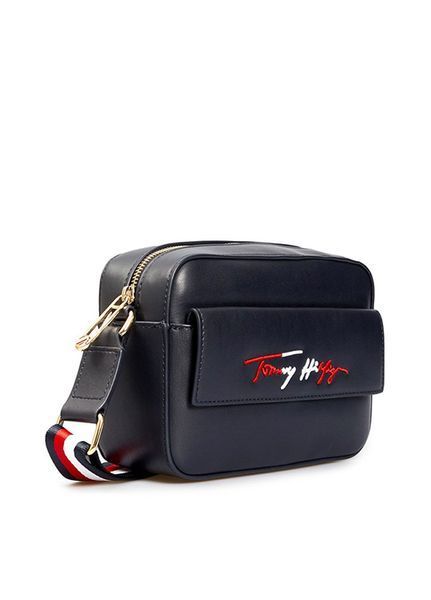 Сумка Tommy Hilfiger темно-синя з червоно-білим написом 4054TH фото